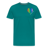 Unisex Athletic T-Shirt - Pocket HEART WordCloud/Classic SCF Logo - teal