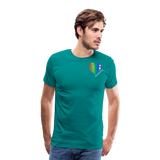Unisex Athletic T-Shirt - Pocket HEART WordCloud/Classic SCF Logo - teal