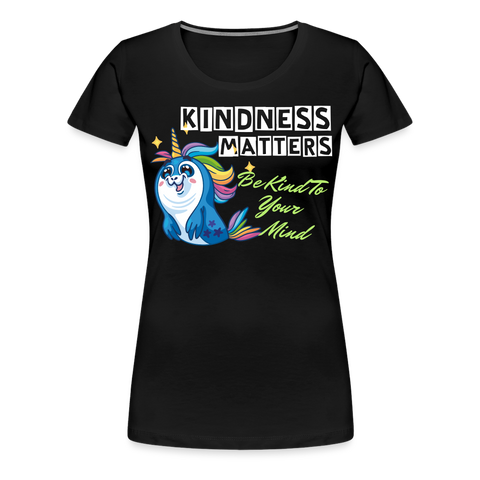 Womens' T-shirt - Kindness Matters Narwhal - black