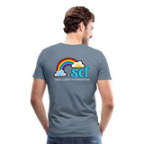 Unisex Athletic T-Shirt - Pocket HEART WordCloud/Classic SCF Logo - steel blue