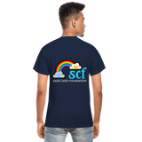 Unisex T-Shirt - Sage Portrait by Tin Crow Art/Classic SCF Logo - navy
