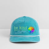 Vintage Washed Rope Cap BE KIND DAISY - faded turquoise