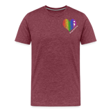 Unisex Athletic T-Shirt - Pocket HEART WordCloud/Classic SCF Logo - heather burgundy