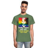 Unisex T-Shirt - Sage Portrait by Tin Crow Art/Classic SCF Logo - military green