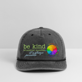 Vintage Washed Rope Cap BE KIND DAISY - washed black