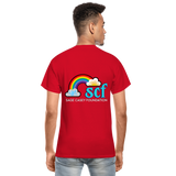 Unisex T-Shirt - Sage Portrait by Tin Crow Art/Classic SCF Logo - red