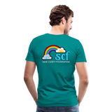 Unisex Athletic T-Shirt - Pocket HEART WordCloud/Classic SCF Logo - teal