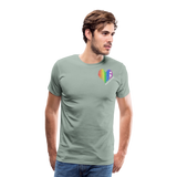 Unisex Athletic T-Shirt - Pocket HEART WordCloud/Classic SCF Logo - steel green