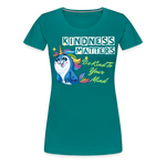 Womens' T-shirt - Kindness Matters Narwhal - teal