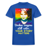 Unisex T-Shirt - Sage Portrait by Tin Crow Art/Classic SCF Logo - royal blue