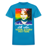 Unisex T-Shirt - Sage Portrait by Tin Crow Art/Classic SCF Logo - turquoise