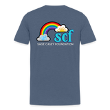 Unisex Athletic T-Shirt - Pocket HEART WordCloud/Classic SCF Logo - heather blue