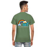 Unisex T-Shirt - Sage Portrait by Tin Crow Art/Classic SCF Logo - military green