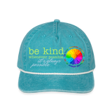Vintage Washed Rope Cap BE KIND DAISY - faded turquoise