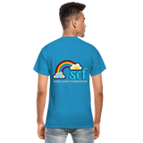 Unisex T-Shirt - Sage Portrait by Tin Crow Art/Classic SCF Logo - turquoise