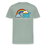 Unisex Athletic T-Shirt - Pocket HEART WordCloud/Classic SCF Logo - steel green
