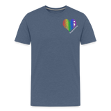 Unisex Athletic T-Shirt - Pocket HEART WordCloud/Classic SCF Logo - heather blue