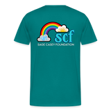 Unisex Athletic T-Shirt - Pocket HEART WordCloud/Classic SCF Logo - teal