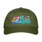 Organic Cotton Baseball Cap - BE KIND (with Carl!) [DARK] - olive green