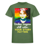 Unisex T-Shirt - Sage Portrait by Tin Crow Art/Classic SCF Logo - military green