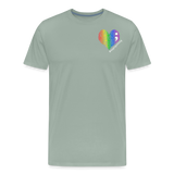 Unisex Athletic T-Shirt - Pocket HEART WordCloud/Classic SCF Logo - steel green