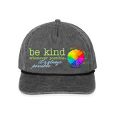 Vintage Washed Rope Cap BE KIND DAISY - washed black