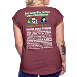 2023 Rainbow Party BE KIND Womens Roll Cuff Tee - heather burgundy