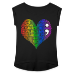 2023 Rainbow Party HEART Roll Cuff Tee Womens - black