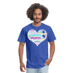 *SWEARY* 2023 Rainbow Party HEART Tee Unisex/Mens - royal blue