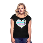 *SWEARY* 2023 Rainbow Party HEART Roll Cuff Tee Womens - black