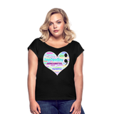 *SWEARY* 2023 Rainbow Party HEART Roll Cuff Tee Womens - black