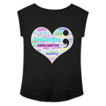 *SWEARY* 2023 Rainbow Party HEART Roll Cuff Tee Womens - black