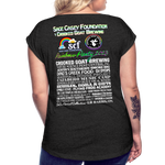 *SWEARY* 2023 Rainbow Party HEART Roll Cuff Tee Womens - heather black