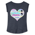 *SWEARY* 2023 Rainbow Party HEART Roll Cuff Tee Womens - navy heather