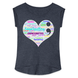 *SWEARY* 2023 Rainbow Party HEART Roll Cuff Tee Womens - navy heather