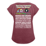 *SWEARY* 2023 Rainbow Party HEART Roll Cuff Tee Womens - heather burgundy