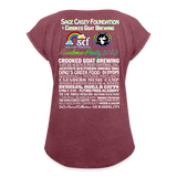 *SWEARY* 2023 Rainbow Party HEART Roll Cuff Tee Womens - heather burgundy