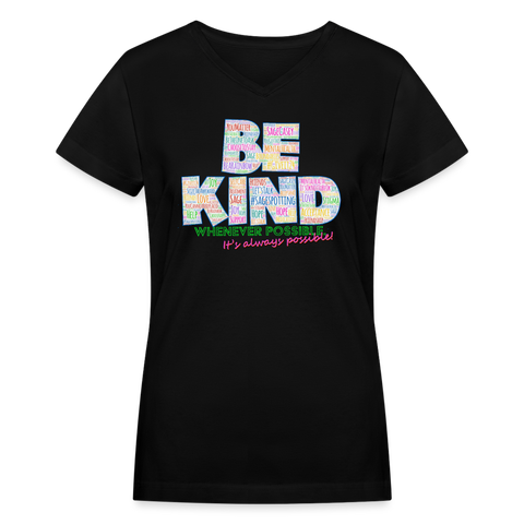 2024 *BE KIND* Rainbow Party Women's V-Neck T-Shirt - black