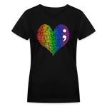 2024 RAINBOW HEART Rainbow Party Women's V-Neck T-Shirt - black