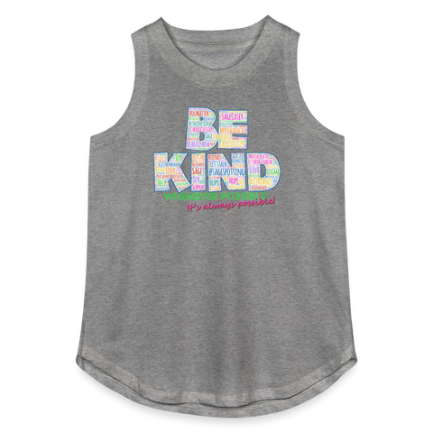 2024 *BE KIND* Rainbow Party Women's Relaxed Tank Top - granite heather 