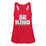 2024 *BE KIND* Rainbow Party Women's Flowy Tank Top by Bella - red