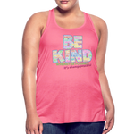 2024 *BE KIND* Rainbow Party Women's Flowy Tank Top by Bella - neon pink