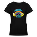 2024 *SMILE IF YOU'RE GAY* Rainbow Party Women's V-Neck T-Shirt - black