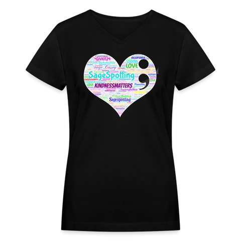 2024 *SWEARY HEART* Rainbow Party Women's V-Neck T-Shirt - black