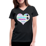 2024 *SWEARY HEART* Rainbow Party Women's V-Neck T-Shirt - black