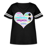 2024 *SWEARY HEART* Rainbow Party Women's Curvy Vintage Sport T-Shirt - black/white