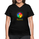 2024 *DAISY BE KIND* Rainbow Party Women's V-Neck T-Shirt - black