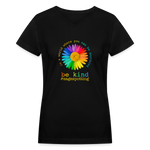 2024 *DAISY BE KIND* Rainbow Party Women's V-Neck T-Shirt - black