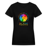 2024 *DAISY BE KIND* Rainbow Party Women's V-Neck T-Shirt - black