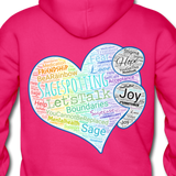 Unisex Adult Pullover Hoodie – Heart;(WordCloud)/SCF Classic Logo